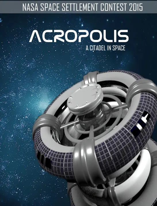 Acropolis space settlement poster