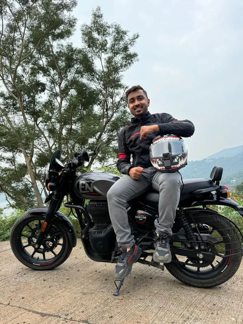Omkar on his motorcycle